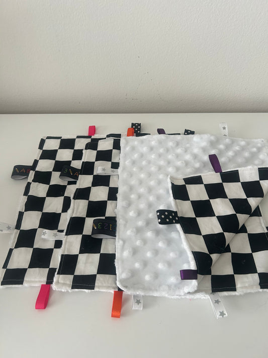 Black Checkered Cherry Lovey Tag Blanket