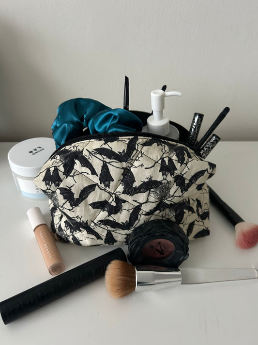 Batty Quilted Makeup Pouch