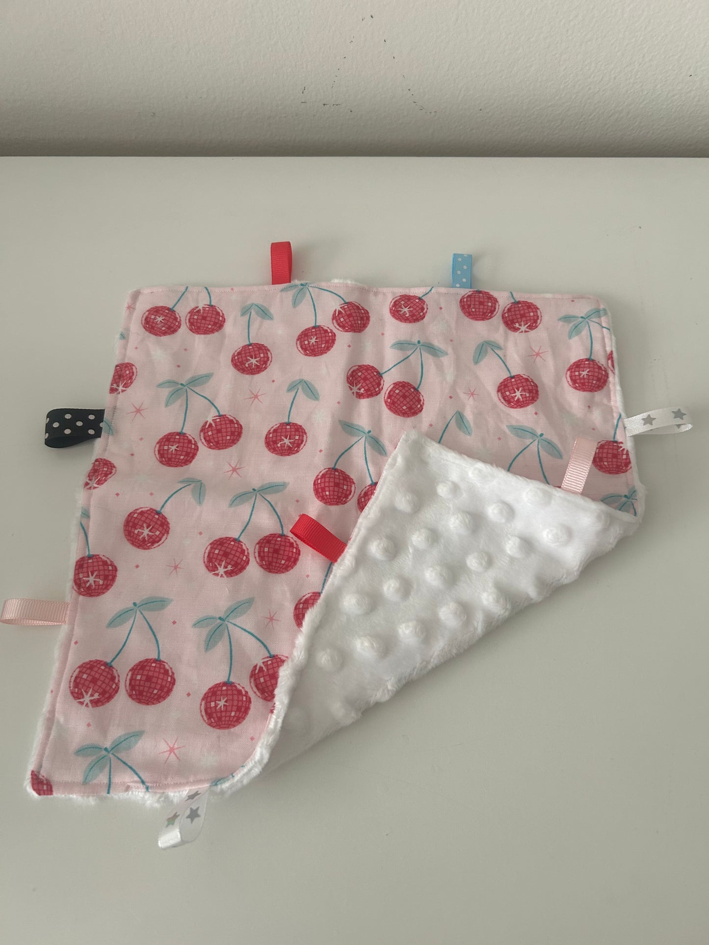 Disco Cherry Lovey Tag Blanket