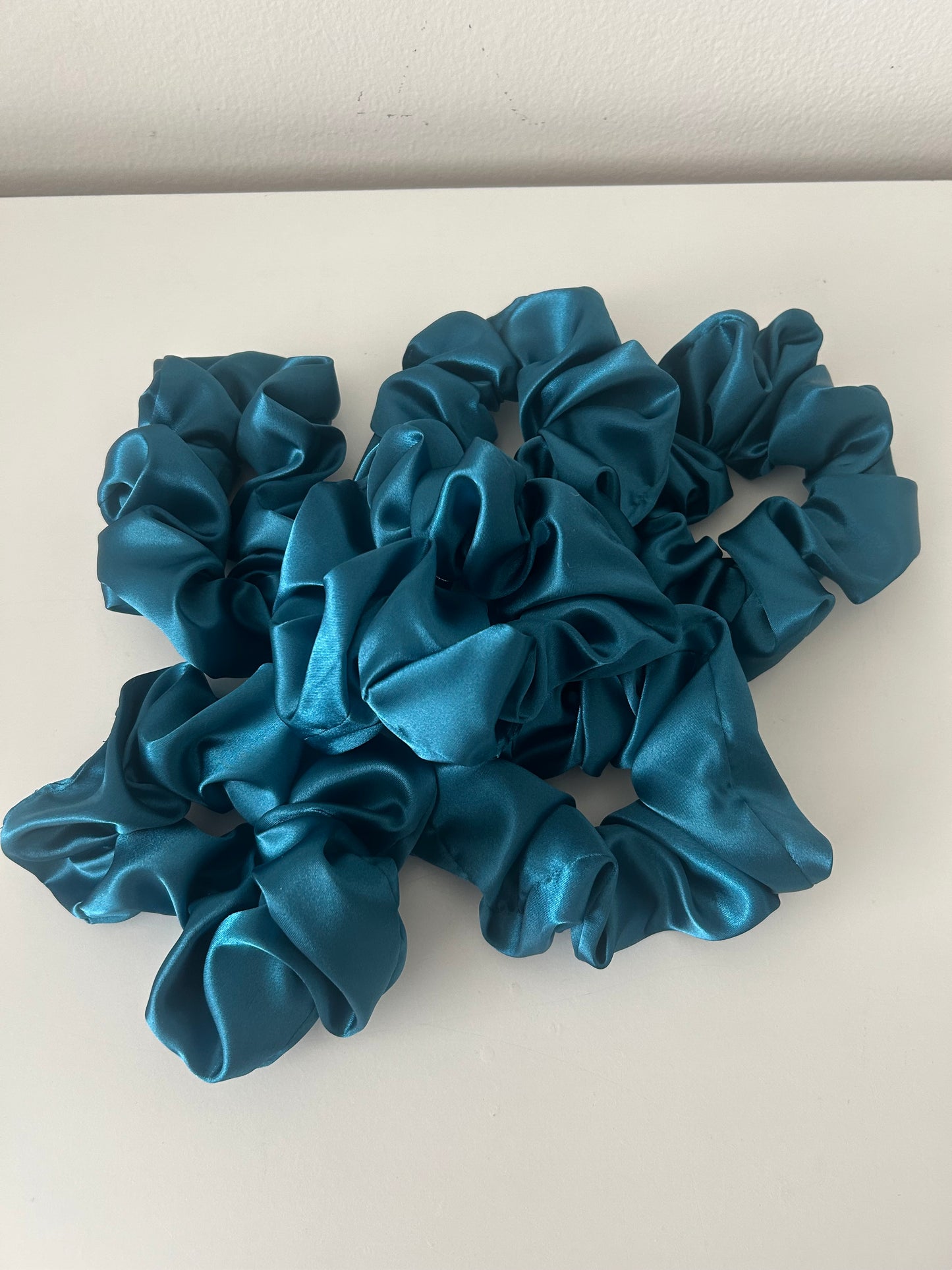 Teal Satin Scrunchie