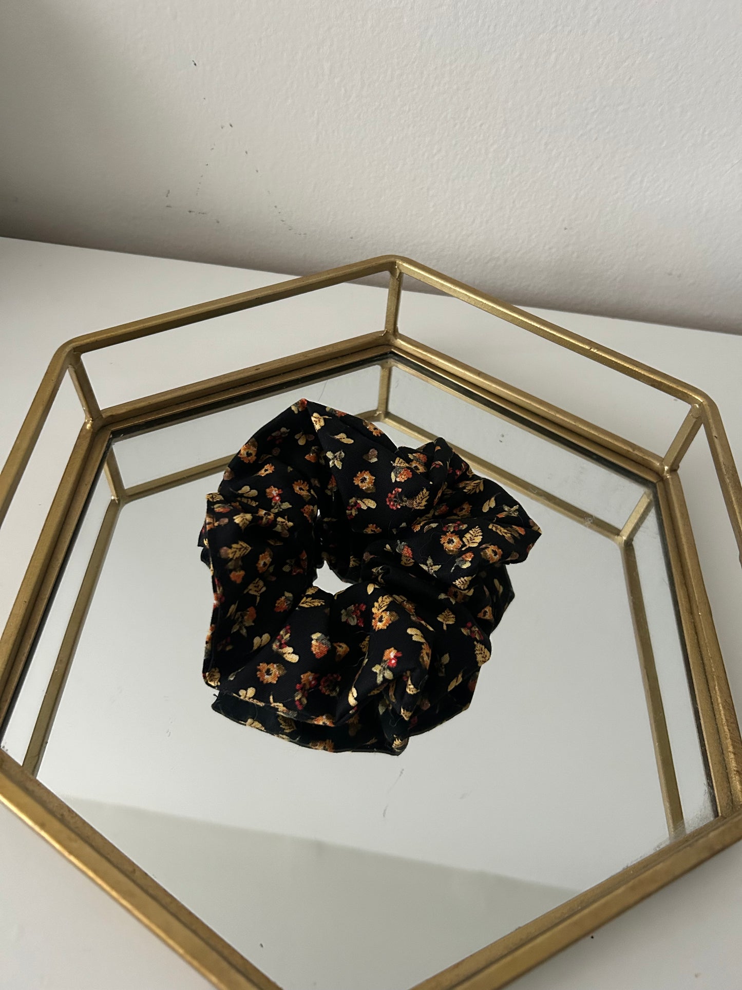 Black Floral Scrunchie