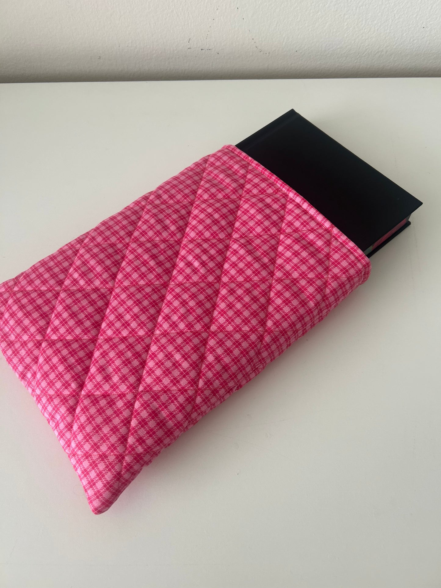 Hot Pink Plaid Vertical Booksleeve