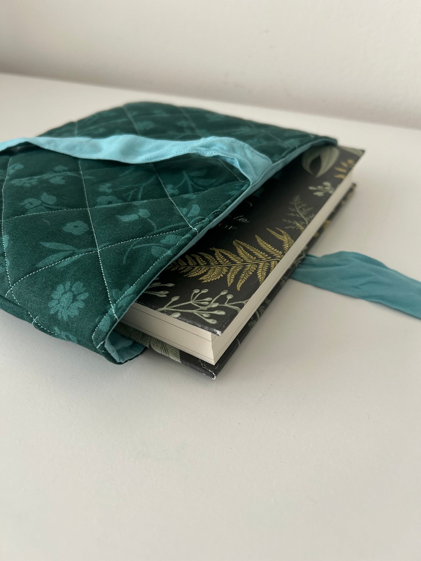 Teal Floral Horizontal Book Sleeve