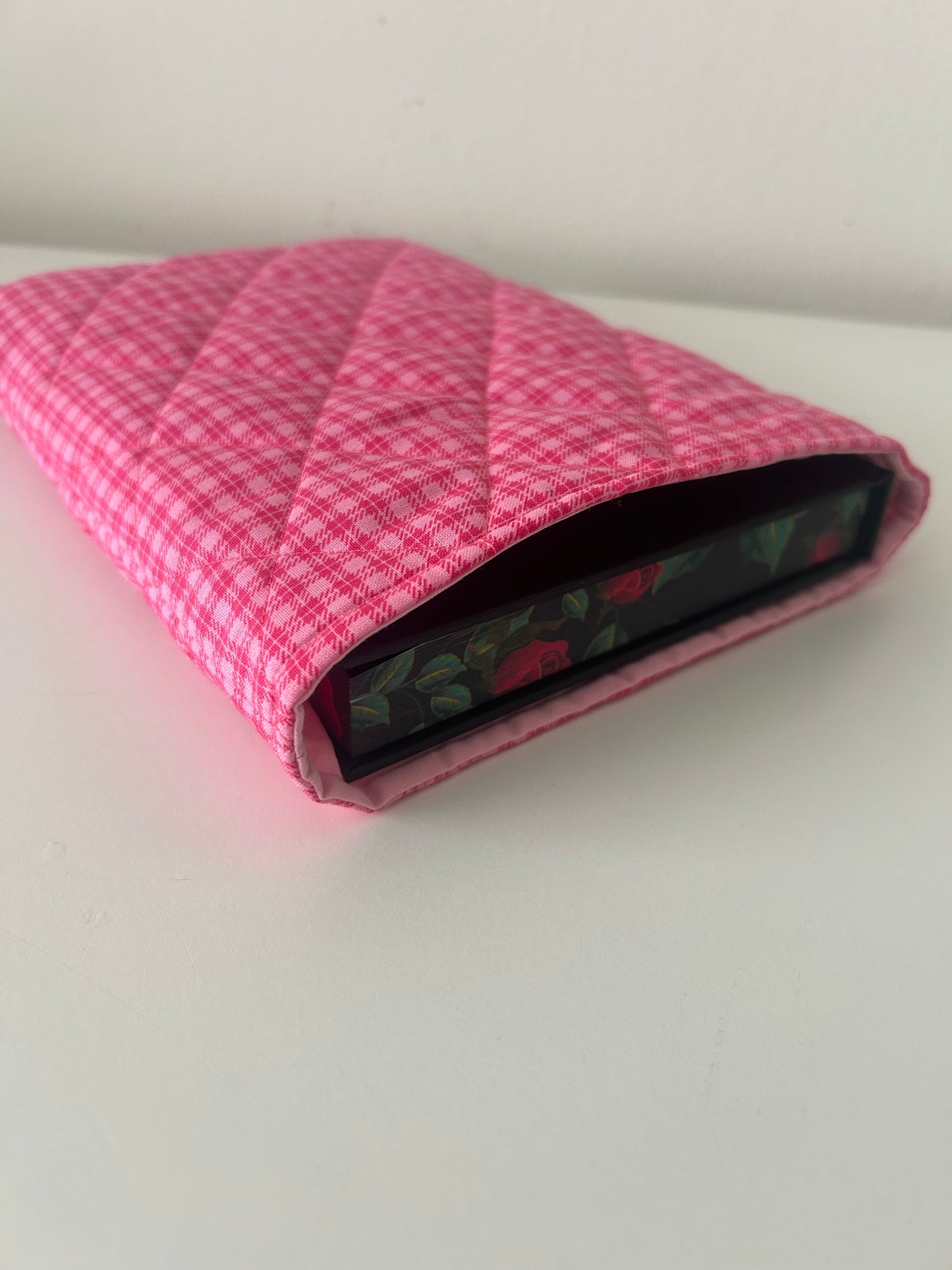 Hot Pink Plaid Vertical Booksleeve