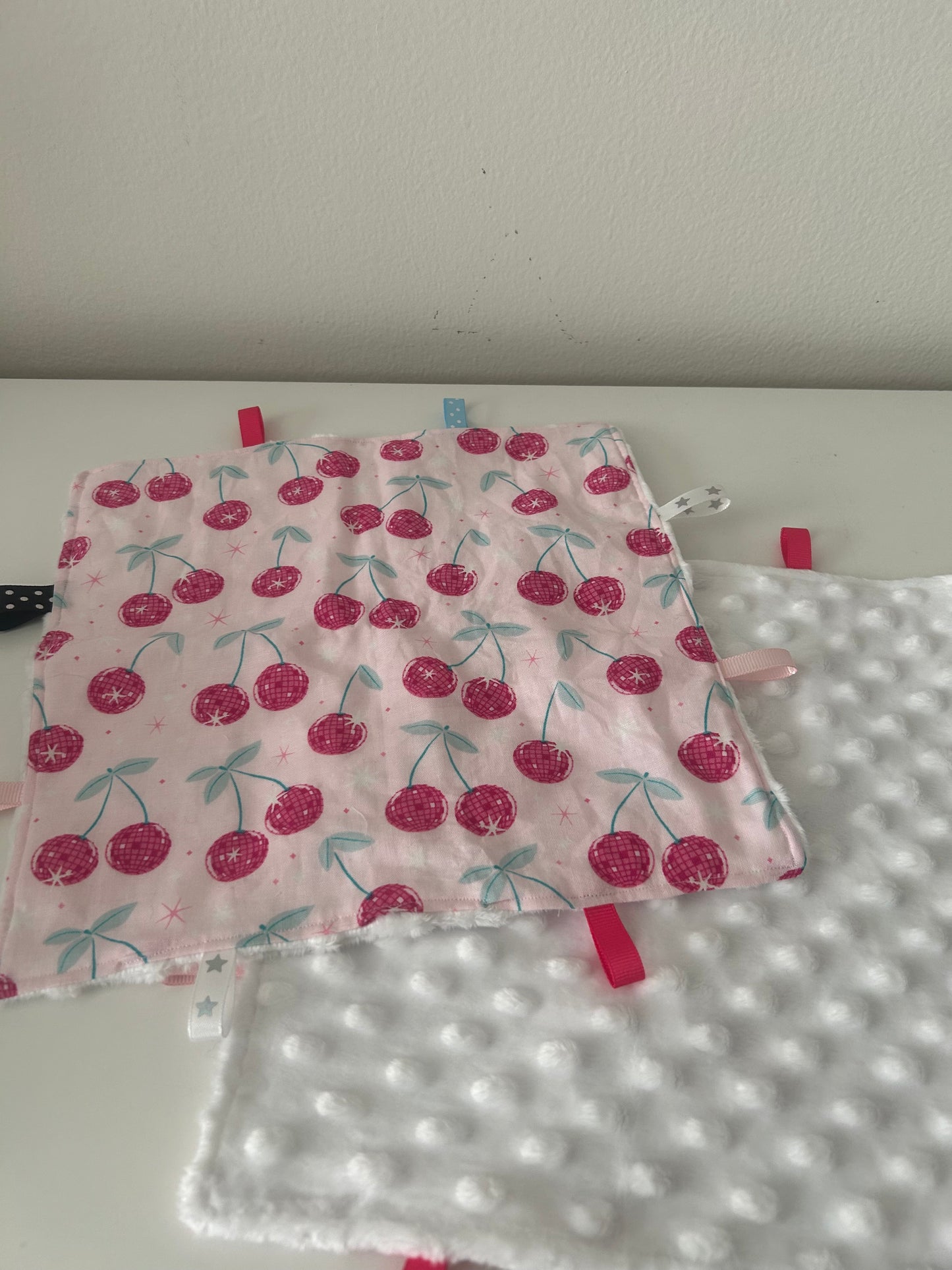 Disco Cherry Lovey Tag Blanket