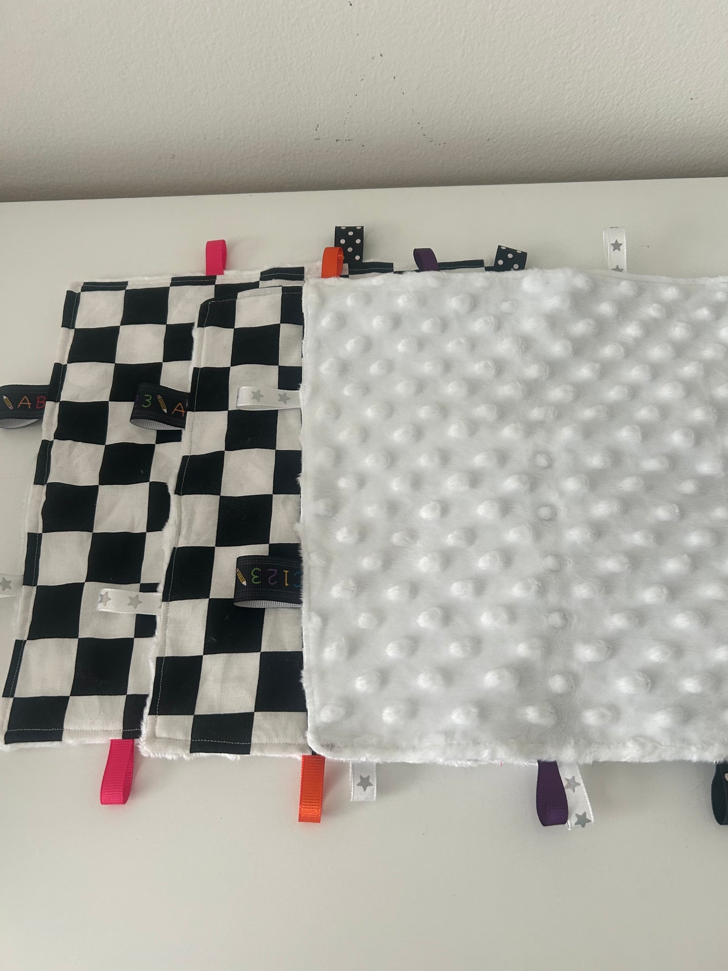 Black Checkered Cherry Lovey Tag Blanket