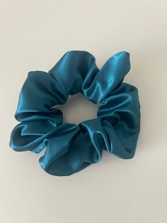 Teal Satin Scrunchie